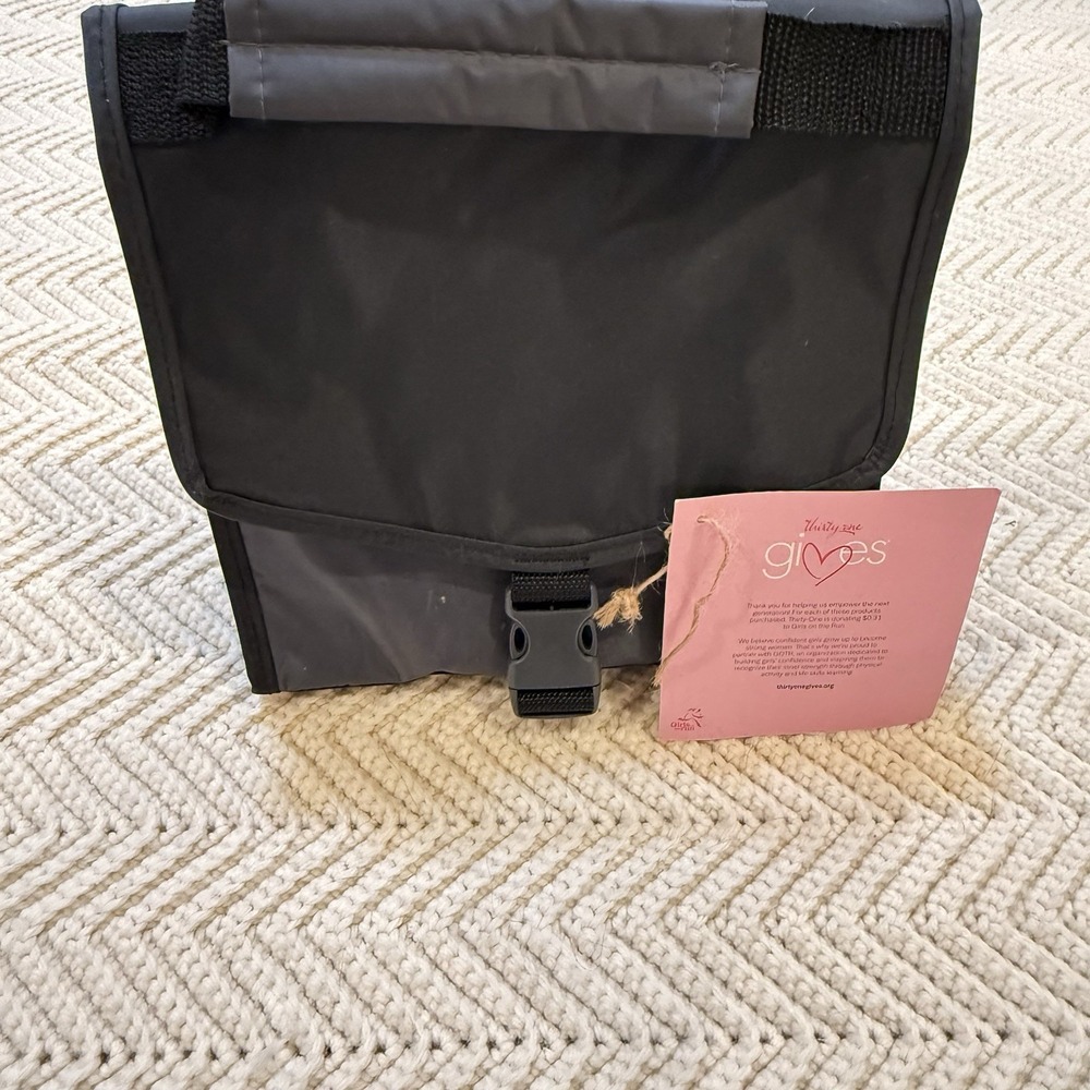 Thirty-One Fold Over Lunch Bag Black Insulated Travel Cooler Bag NWT